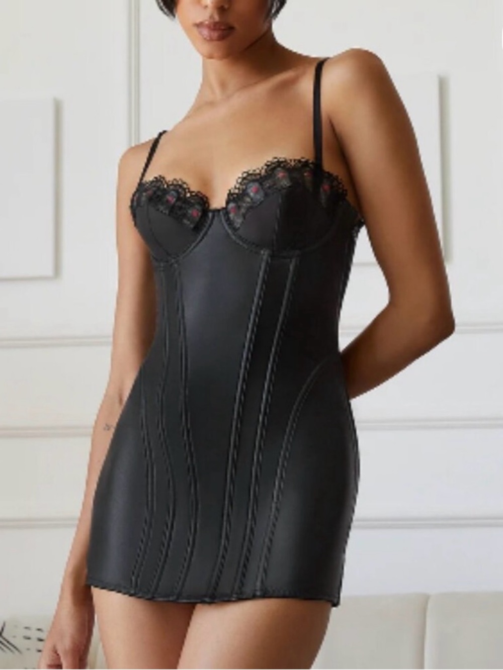 NWT Savage X Fenty Renaissance Rose-small
Faux Leather Corset Dress